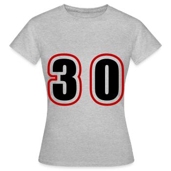 30 Zahl College - Frauen T-Shirt - Grau meliert - Vorne - AI Model Female 172 dark (172cm)