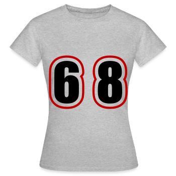 68 Zahl College - Frauen T-Shirt - Grau meliert - Vorne - AI Model Female 172 dark (172cm)