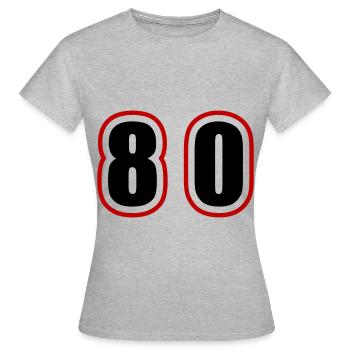 80 Zahl College - Frauen T-Shirt - Grau meliert - Vorne - AI Model Female 172 dark (172cm)
