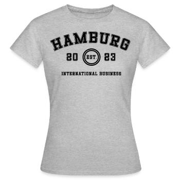 Études à Hambourg: administration des affaires, 2023 - T-shirt Femme - gris chiné - Devant - AI Model Female 172 dark (172cm)