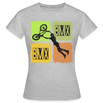 BMX Rider Action Shirt - Frauen T-Shirt - Grau meliert - Vorne - AI Model Female 172 dark (172cm)