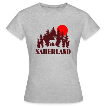 Sauerland Deer Sunset - Women's T-Shirt - heather grey - Front - AI Model Female 172 dark (172cm)