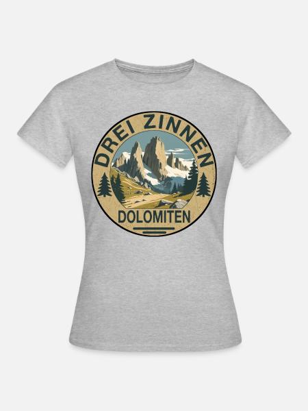 Drei Zinnen rund - Frauen T-Shirt - Grau meliert