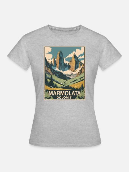 Marmolata Dolomiten - Frauen T-Shirt - Grau meliert