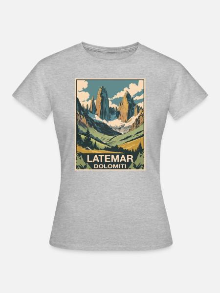 Latemar Dolomiten - Frauen T-Shirt - Grau meliert
