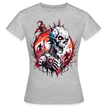 Crâne de l’Apocalypse / Crâne Doomsday FS0111 - T-shirt Femme - gris chiné - Devant - AI Model Female 172 dark (172cm)