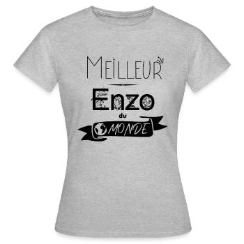 Meilleur Enzo du monde tee-shirt cadeaux prénom - T-shirt Femme - gris chiné - Devant - AI Model Female 172 dark (172cm)
