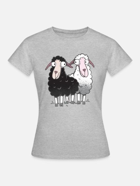 Schafe lustig Geschenk - Frauen T-Shirt - Grau meliert