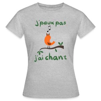 J' peux pas j'ai chant chanson chanteur - T-shirt Femme - gris chiné - Devant - AI Model Female 172 dark (172cm)
