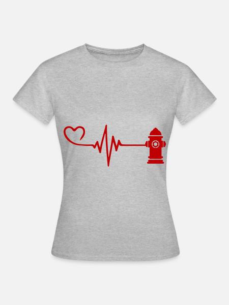 Hydrant Puls Herz Liebe - Frauen T-Shirt - Grau meliert