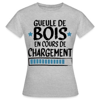 Gueule Bois Alcool Bière Whisky Cadeau - T-shirt Femme - gris chiné - Devant - AI Model Female 172 dark (172cm)