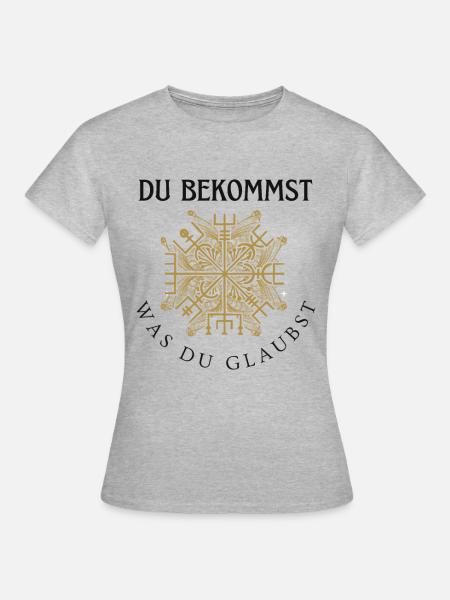 Wegweiser RUNEN viking CELTIC - VEGVISIR - Frauen T-Shirt - Grau meliert