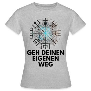 Wegweiser VEGVISIR - Frauen T-Shirt - Grau meliert - Vorne - AI Model Female 172 dark (172cm)