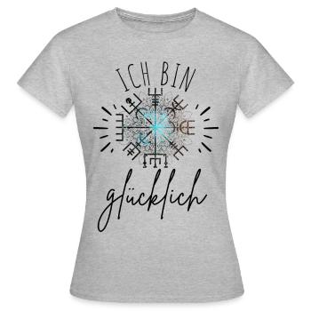 Wegweiser Motivation - VEGVISIR - Frauen T-Shirt - Grau meliert - Vorne - AI Model Female 172 dark (172cm)