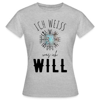Wegweiser Motivation - VEGVISIR - Frauen T-Shirt - Grau meliert - Vorne - AI Model Female 172 dark (172cm)