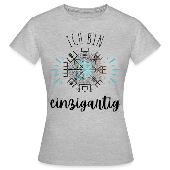Wegweiser Motivation - VEGVISIR - Frauen T-Shirt - Grau meliert - Vorne - AI Model Female 172 dark (172cm)
