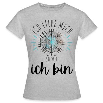 Wegweiser Motivation - VEGVISIR - Frauen T-Shirt - Grau meliert - Vorne - AI Model Female 172 dark (172cm)