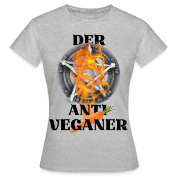 Der Antiveganer - schwarzer Humor Fleischfresser - Frauen T-Shirt - Grau meliert - Vorne - AI Model Female 172 dark (172cm)