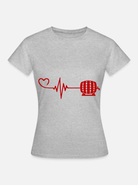 Bierfass puls herzschlag liebe - Frauen T-Shirt - Grau meliert