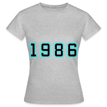 1986 Année Anniversaire - T-shirt Femme - gris chiné - Devant - AI Model Female 172 dark (172cm)