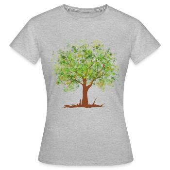 Arbre vert d'été - T-shirt Femme - gris chiné - Devant - AI Model Female 172 dark (172cm)
