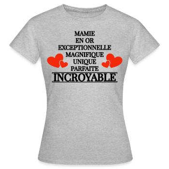 Mamie en or et incroyable. - T-shirt Femme - gris chiné - Devant - AI Model Female 172 dark (172cm)