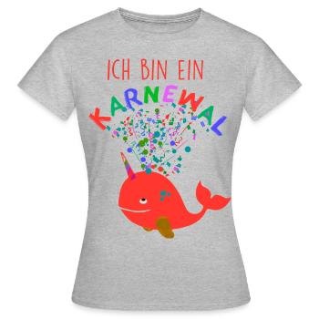 Carnaval, Baleine, Confettis, Carnaval, Baleine, Rouge - T-shirt Femme - gris chiné - Devant - AI Model Female 172 dark (172cm)