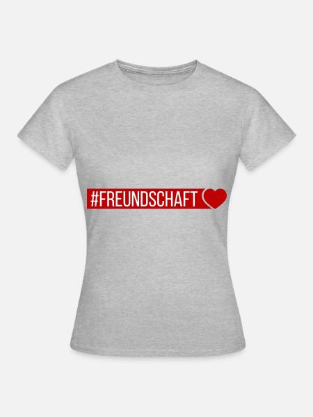 Freundschaft Herz - Frauen T-Shirt - Grau meliert