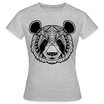 Cute Panda Face Illustration - Women's T-Shirt - heather grey - Front - AI Model Female 172 dark (172cm)