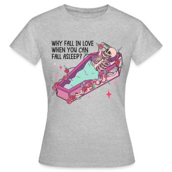 Anti Saint-Valentin Coeur Amour Cadeau Idée Horreur - T-shirt Femme - gris chiné - Devant - AI Model Female 172 dark (172cm)