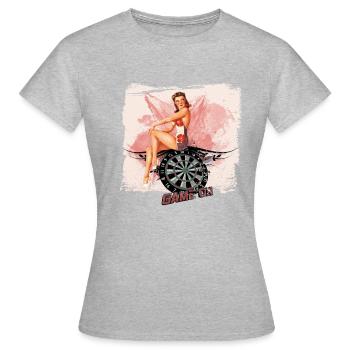 Pin up Game on - Women's T-Shirt - heather grey - Front - AI Model Female 172 dark (172cm)