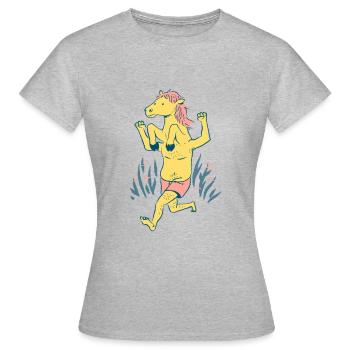 Licorne drôle fable - T-shirt Femme - gris chiné - Devant - AI Model Female 172 dark (172cm)
