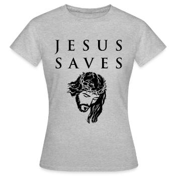 Jésus sauve T-Shirt Christian Cool Christ Church - T-shirt Femme - gris chiné - Devant - AI Model Female 172 dark (172cm)