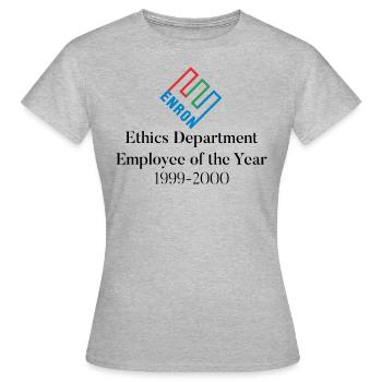Employé de l’année d’Enron - T-shirt Femme - gris chiné - Devant - AI Model Female 172 dark (172cm)