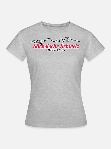 Sächsiche Schweiz - Skyline - Frauen T-Shirt - Grau meliert