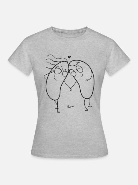 Chillions Liebespaar - Frauen T-Shirt - Grau meliert