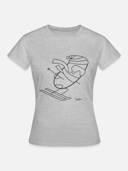 Chillions Skifahrer - Frauen T-Shirt - Grau meliert