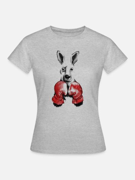 Känguru mit Boxhandschuhen - Frauen T-Shirt - Grau meliert