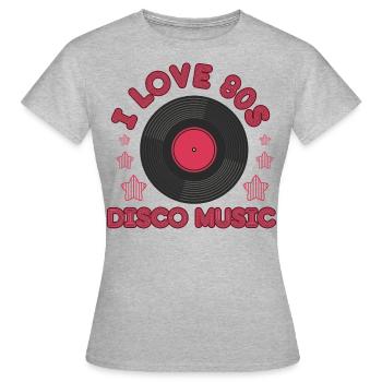 Funny retro i love 80s disco music pop gift - Frauen T-Shirt - Grau meliert - Vorne - AI Model Female 172 dark (172cm)