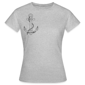 « Lâcher prise » écrit sur une ancre - T-shirt Femme - gris chiné - Devant - AI Model Female 172 dark (172cm)