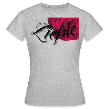 Geliebt - Frauen T-Shirt - Grau meliert - Vorne - AI Model Female 172 dark (172cm)