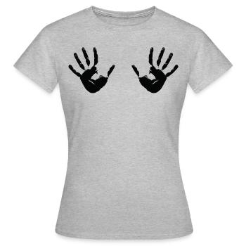 2 berührende Hände - Frauen T-Shirt - Grau meliert - Vorne - AI Model Female 172 dark (172cm)