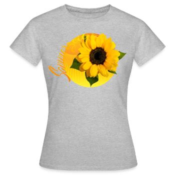 Sonne Blume Sommerzeit - Frauen T-Shirt - Grau meliert - Vorne - AI Model Female 172 dark (172cm)