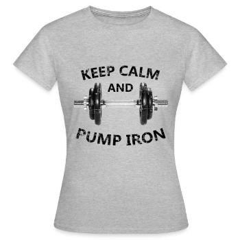 Keep Calm and Pump Iron I Haltérophilie, Pompes - T-shirt Femme - gris chiné - Devant - AI Model Female 172 dark (172cm)