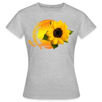 summertime sunflower - Women's T-Shirt - heather grey - Front - AI Model Female 172 dark (172cm)