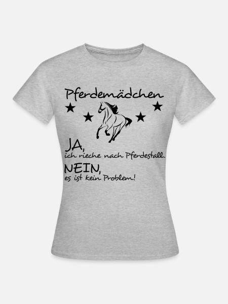 Pferdemädchen T-Shirt Kinder Pferde Reiten - Frauen T-Shirt - Grau meliert