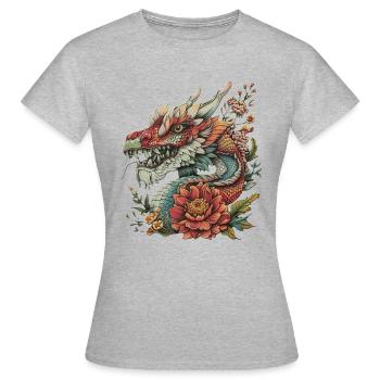 Tête de dragon cool - T-shirt Femme - gris chiné - Devant - AI Model Female 172 dark (172cm)