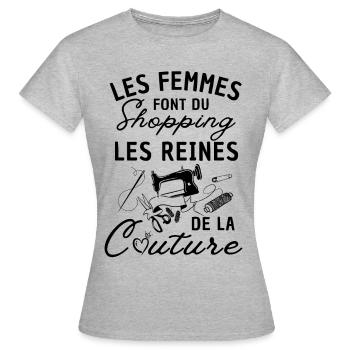 Les femmes font shopping les Reines de la couture - T-shirt Femme - gris chiné - Devant - AI Model Female 172 dark (172cm)