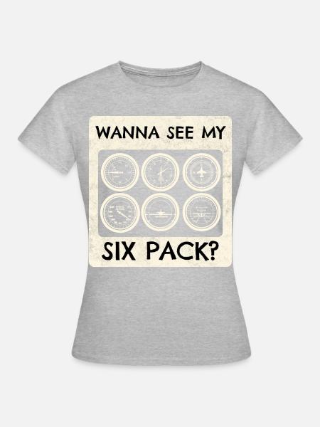 Flugzeug Pilot Fliegen Sixpack Cockpit I Geschenk - Dame-T-shirt - grå meleret