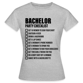 Bachelor Party Checklist - JGA - Women's T-Shirt - heather grey - Front - AI Model Female 172 dark (172cm)